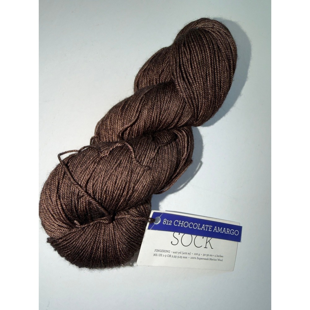 New Malabrigo Sock Yarn 100g Chocolate Amargo Brown Fingering Wool